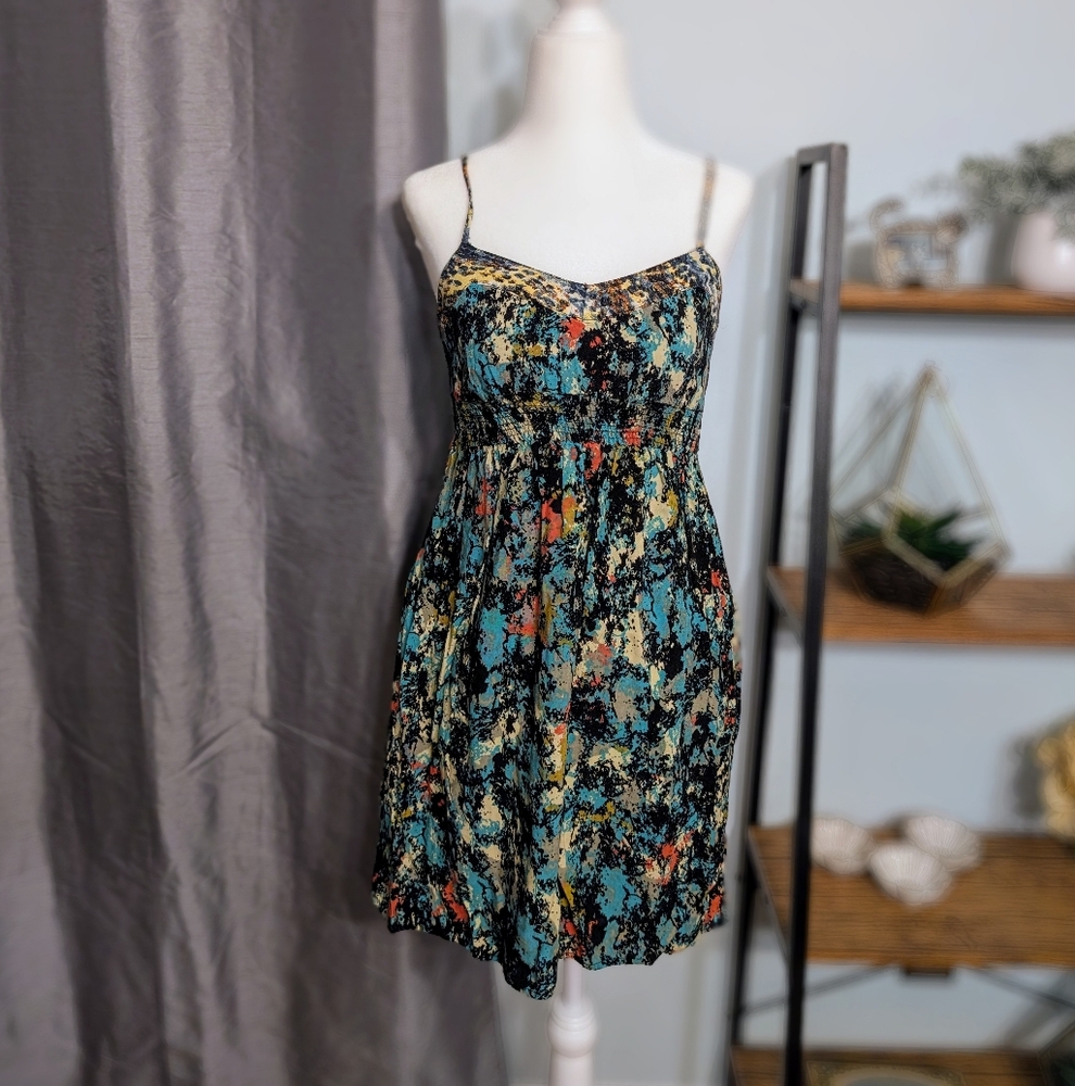 Xhilaration Floral Print Mini Dress w/ Pockets & Adjustable Straps Size Small